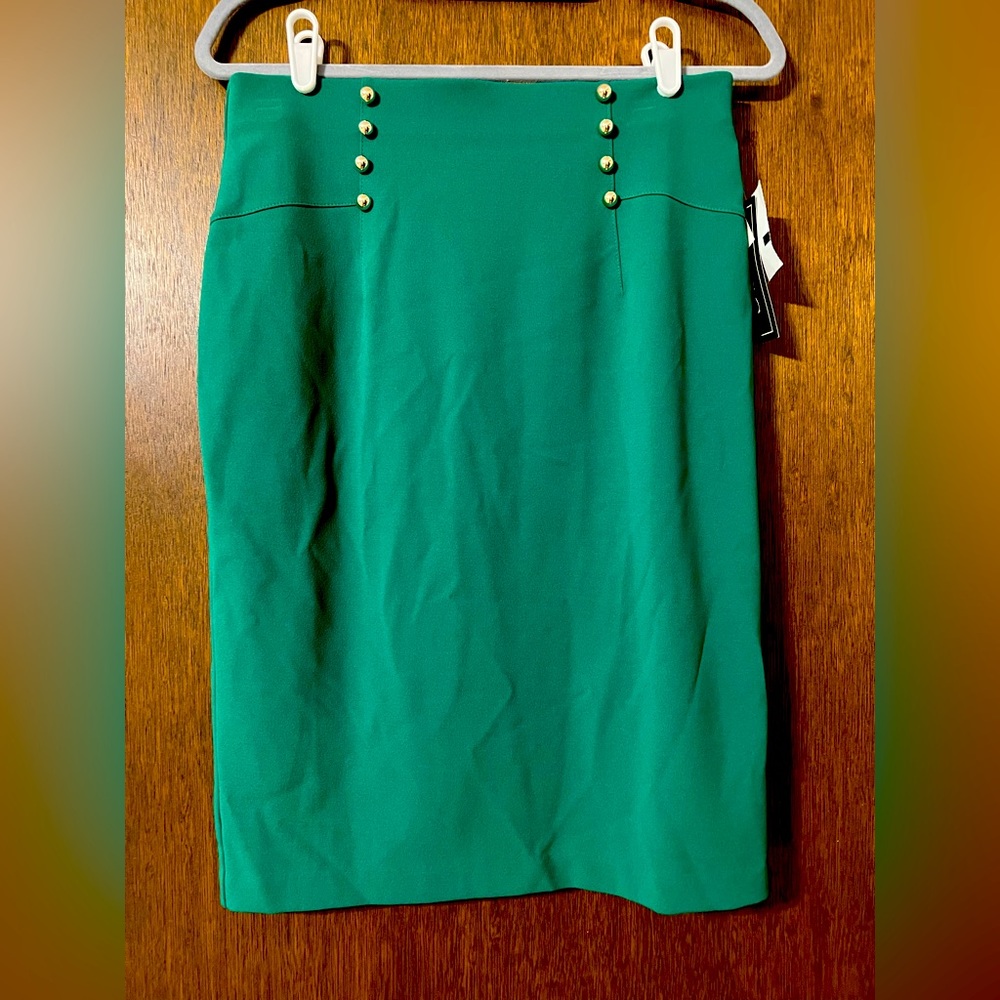 Emerald skirt with gold buttons FREE SHIPPING